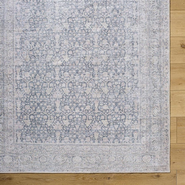 Lorelai Medium Gray Traditional 8 ft. x 10 ft. Indoor Machine-Washable Area Rug