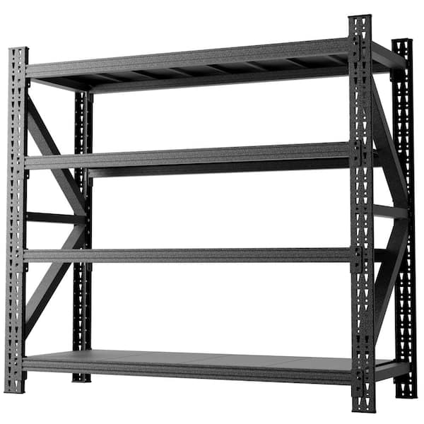 4 Tier Heavy Duty Metal Adjustable Garage Shelves in Black,5000 LBS. Industrial Shelving Units,Steel Storage Rack 67*24