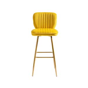40.55 in. H Metal Mustard Bar Stools with Low Back and Footrest