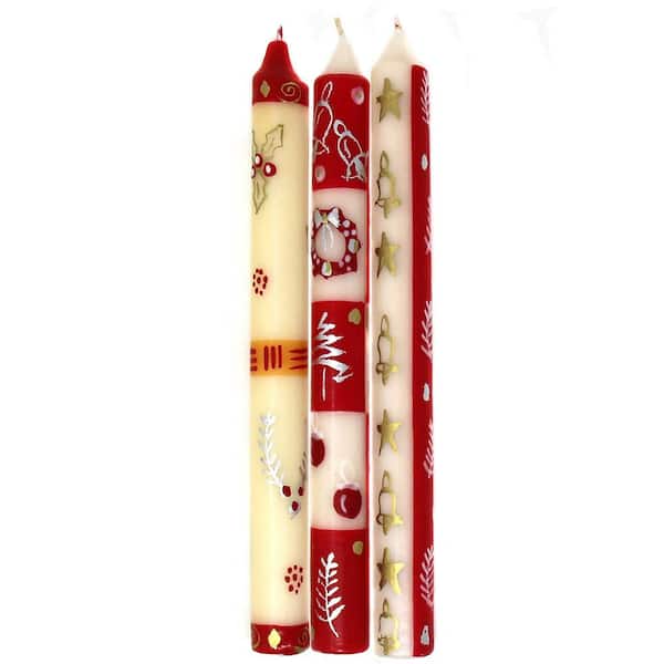 Global Craft Red Kimeta Design Unscented Christmas Hand-Painted