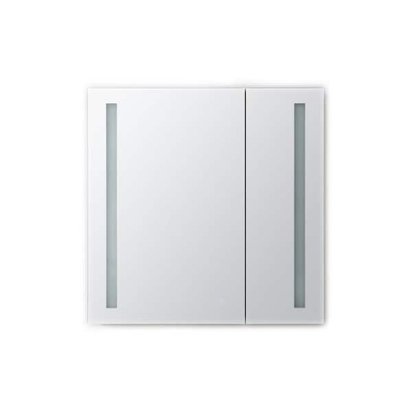 Aquadom Royale Basic 30 in. W x 30 in. H Recessed or Surface Mount Medicine Cabinet with Bi-View Door, LED Lighting with Dimmer