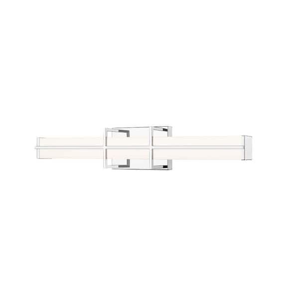 Unbranded Harrison 25 in. Chrome Integrated LED Vanity Light with Frosted Plastic Shade