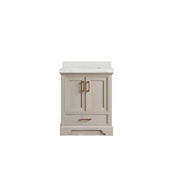 Willow Collections Charlotte 30 in. Single Sink Freestanding Fine Grain Bath Vanity with Calacatta Nuvo Qt. Top Unassembled