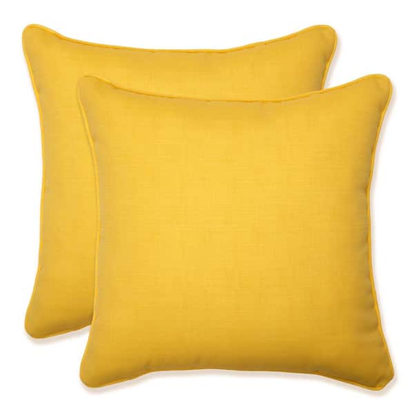 Pillow Perfect Solid Yellow Square Outdoor Square Throw Pillow 2-Pack