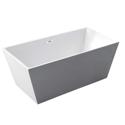 67 in. Acrylic Single Slipper Flatbottom Non-Whirlpool Freestanding Bathtub in White