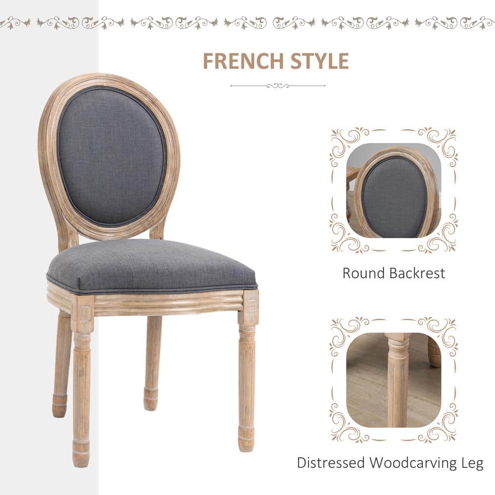 Elegant Gray Linen Upholstered Parsons Side Chair with Wood Accents