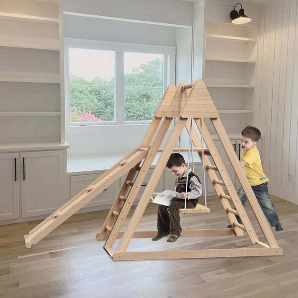 Brown 4-in-1 Juniper Indoor Freestanding Foldable Wooden