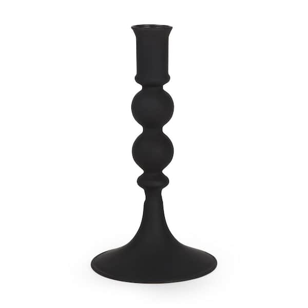 8 in. Black Glass Tabletop Taper Candlestick