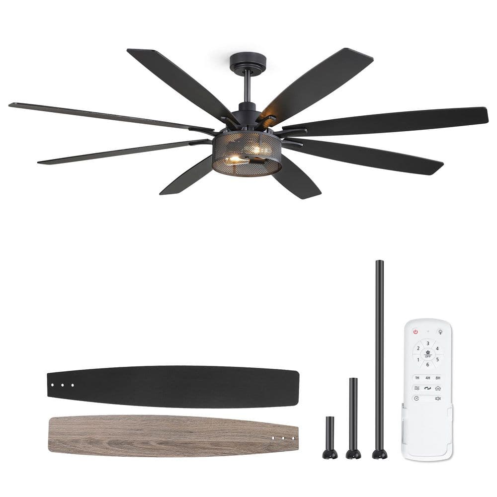 72 in. Smart Indoor Black Bright LED Downrod Caged Ceiling Fans with Lights and Remote Control and Dual-Color Blades price history on PriceWatchPro