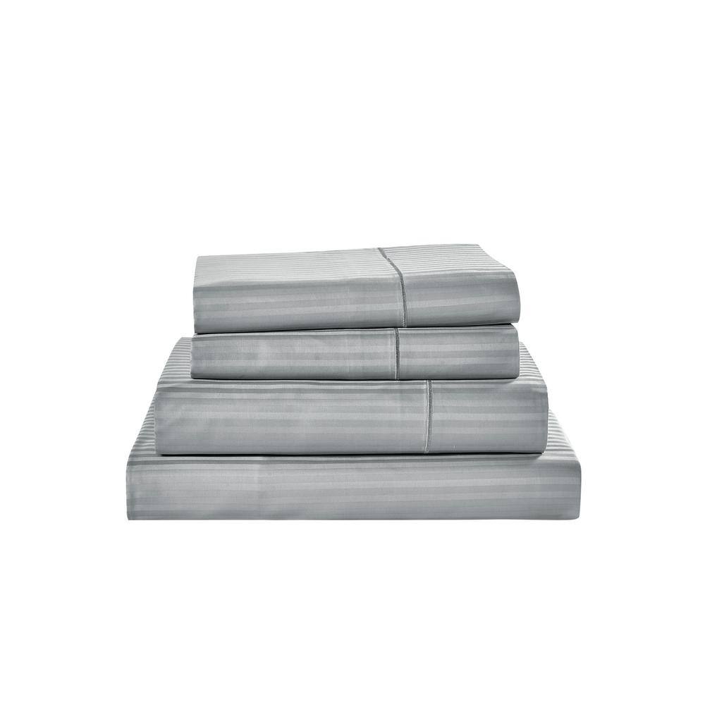 Damask Stripe 4-Piece Grey Cotton Queen Sheet Set price history on PriceWatchPro