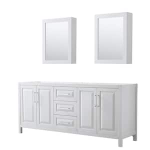 Daria 78.75 in. Double Bathroom Vanity Cabinet Only with Medicine Cabinets in White