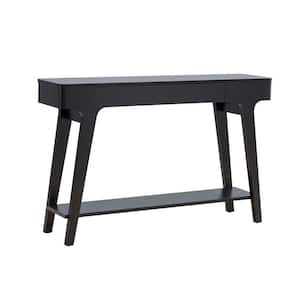 47.24 in. Black Rectangle Wood Console Sofa Table with 1 Drawer and Bottom Shelf