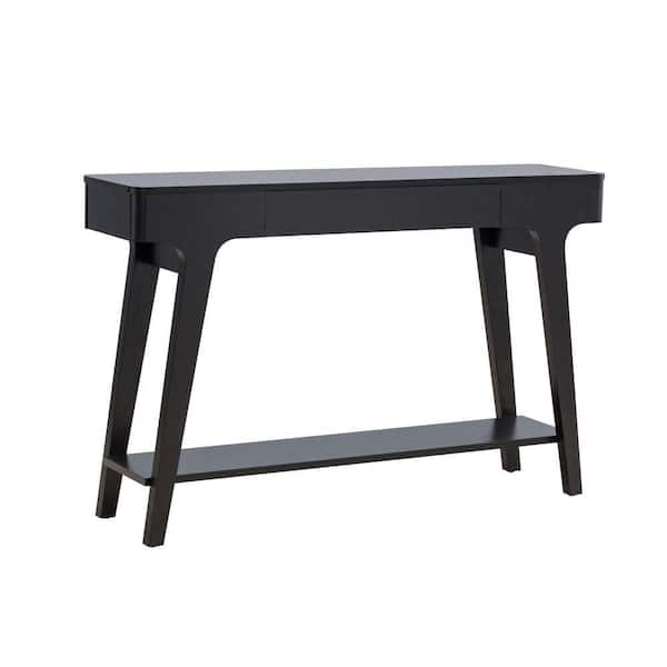 Benjara 47.24 In. Black Rectangle Wood Console Sofa Table With 1 Drawer ...