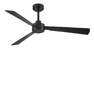 52 in. Outdoor/Indoor Black and Walnut 3 Blades Double Finish Blade Modern Ceiling Fans with Remote