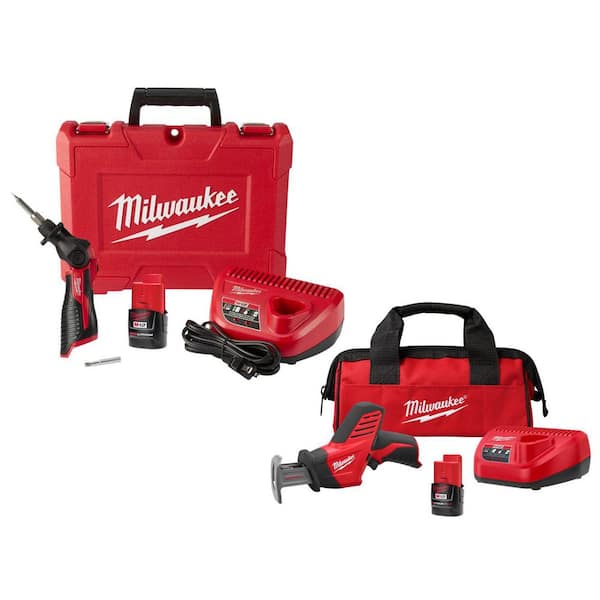 M12 12-Volt Lithium-Ion Cordless Soldering Iron Kit with (1) 1. 5Ah Batteries, Charger, Hard Case, & HACKZALL Kit