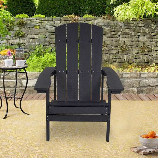 Outdoor Weather Resistant Black Plastic Adirondack Chair 1 pack