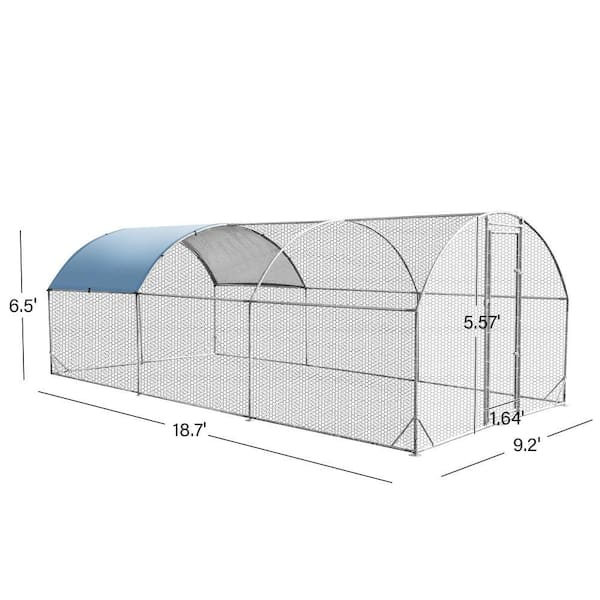 Amucolo 9.2 ft. x 18.7 ft. Large Metal Walk-in Chicken Run Chicken Coop with Waterproof and Anti-Ultraviolet Cover