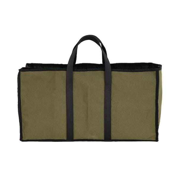 Unbranded Achla Designs Canvas Log Carrier, Green with Black accents