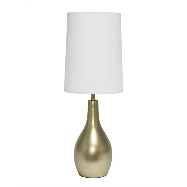 Simple Designs 19.5 in. 1- Light Tear Drop Table Lamp, Gold