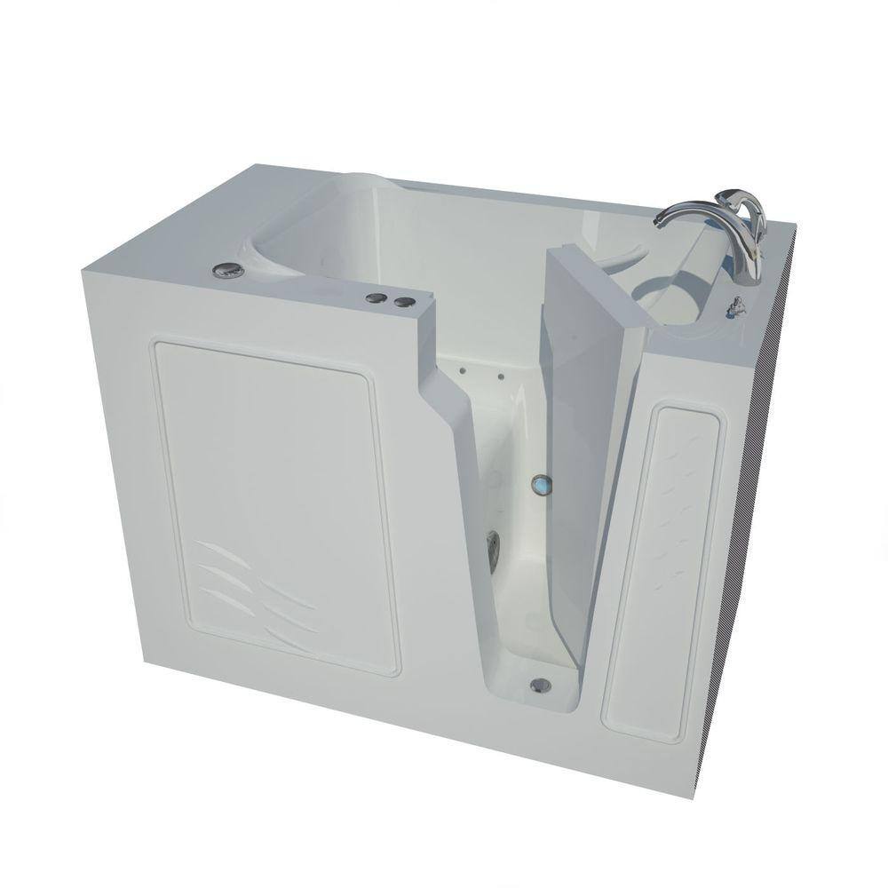 52'' x 29'' White Fiberglass Walk-In Air Bathtub with Faucet