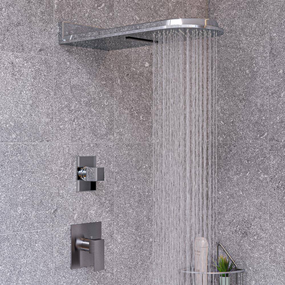 Brushed Nickel Modern Square Lever Shower Mixer