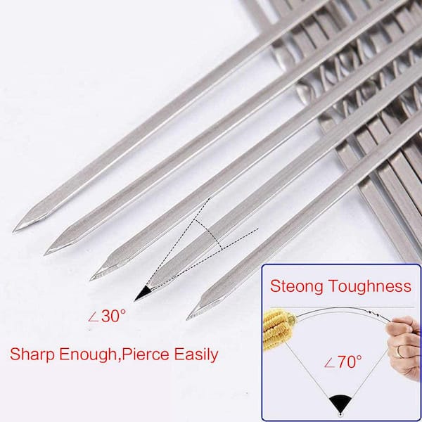 14 in. Metal Skewer Set with Flat and Reusablefor Grilling, Kabob, BBQ, and General Cooking Tasks (16-Pack)