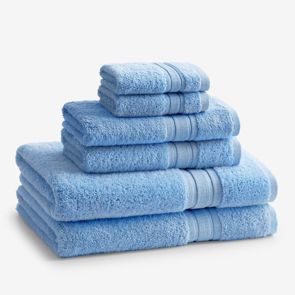 Company Cotton 6-Piece Blue Water Turkish Cotton Bath Towel Set