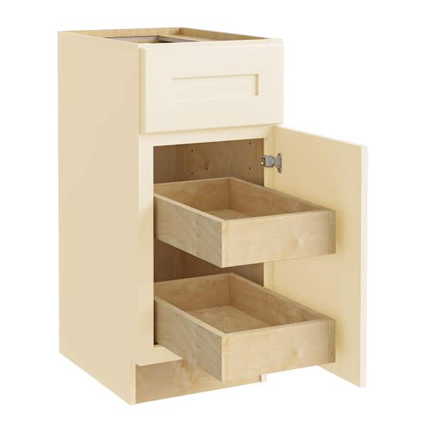 Home Decorators Collection Newport 15 in. W x 24 in. D x 34.5 in. H Assembled Plywood Base Kitchen Cabinet in Blended Cream with 2ROT Soft Close RH