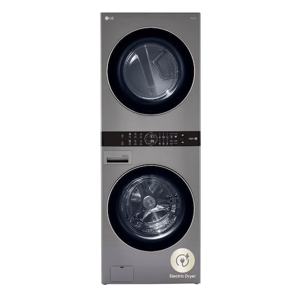 WashTower Stacked SMART Laundry Center 4.5 Cu.Ft. Front Load Washer & 7.4 Cu.Ft. Electric Dryer in Graphite Steel