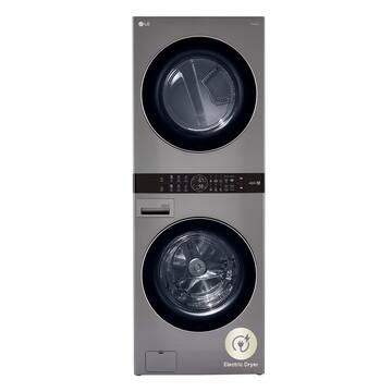 WashTower Stacked SMART Laundry Center 4.5 Cu.Ft. Front Load Washer & 7.4 Cu.Ft. Electric Dryer in Graphite Steel