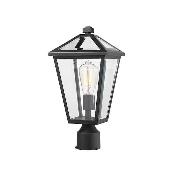 Unbranded Talbot 1-Light Black 16.5 in. Steel Hardwired Outdoor Weather Resistant Post Light Round Fitter with No Bulb Included