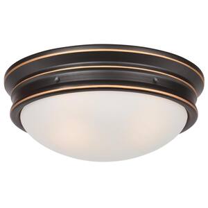Meadowbrook 2-Light Oil Rubbed Bronze with Highlights Outdoor Flush Mount Light with Frosted Glass