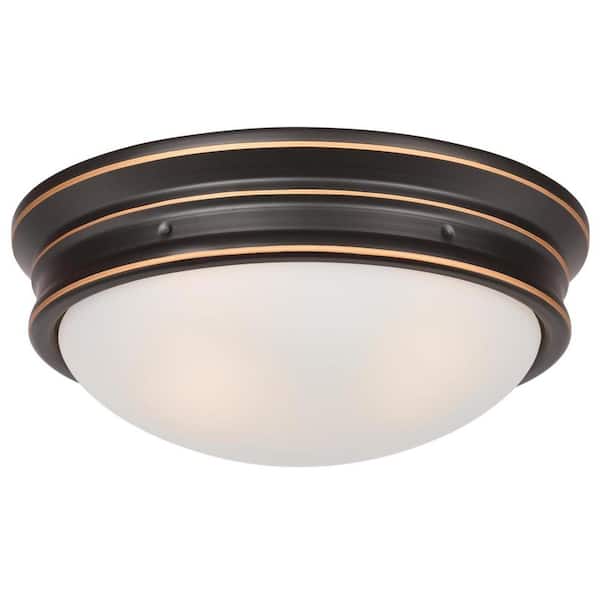 Westinghouse Meadowbrook 2-Light Oil Rubbed Bronze with Highlights Outdoor Flush Mount Light with Frosted Glass