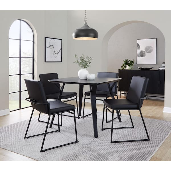 Dutchess Black Metal and Black Faux Leather Dining Chair (Set of 2)