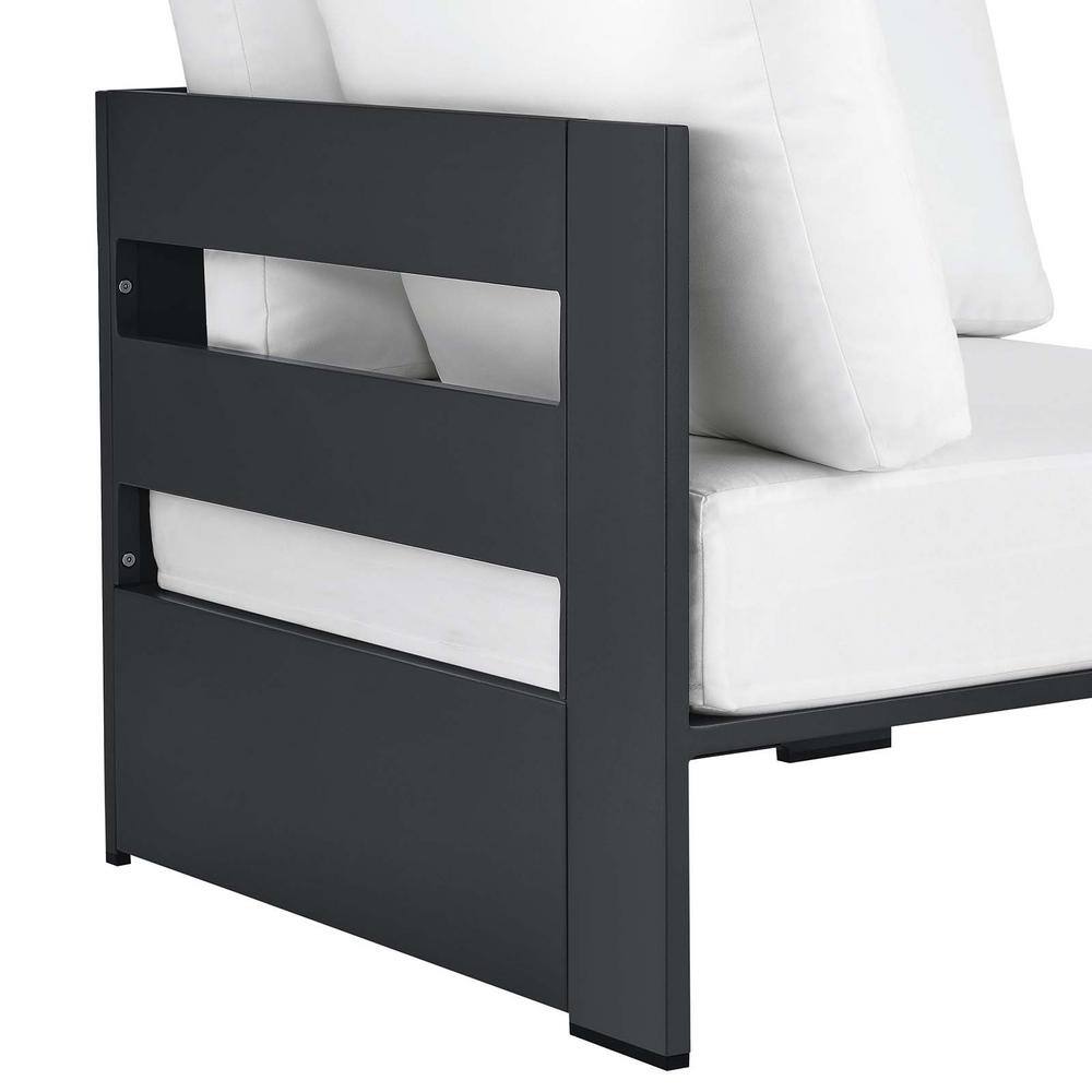 Tahoe Gray and White Aluminum Outdoor Corner Chair