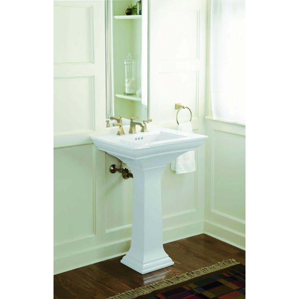 kohler memoirs stately ceramic pedestal bathroom sink combo in white with  overflow drain k-2344-8-0 - the home depot