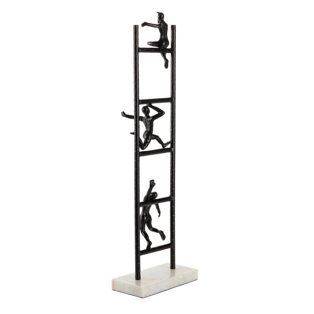 Black Metal Geometric Sculpture with Human Figures