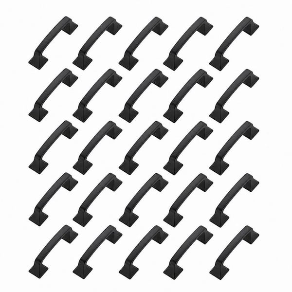 25-Pack Matte Black 3 in. sq. ft. Arch Pulls Solid Kitchen Cabinet Handles for Cupboard, Drawer, and Vanity Hardware