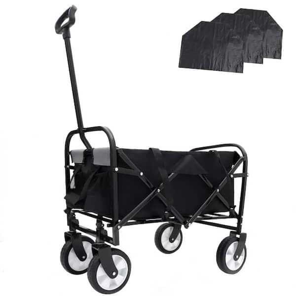 Expandable Dual-Layer Wagon, 225Lbs, 100% Extra Space, for Camping Fishing, Pink