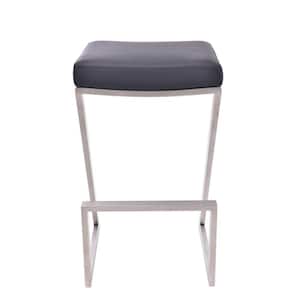 26 in. Contempo Black Faux Leather and Stainless Backless Bar Stool
