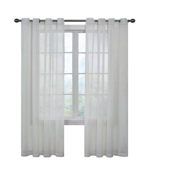 White Solid Grommet Sheer Curtain, Sheer Curtains Length