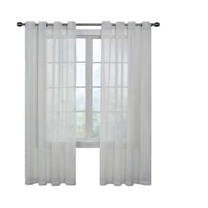 Curtainfresh White Solid Polyester 59 in. W x 108 in. L Sheer Single Grommet Top Curtain Panel
