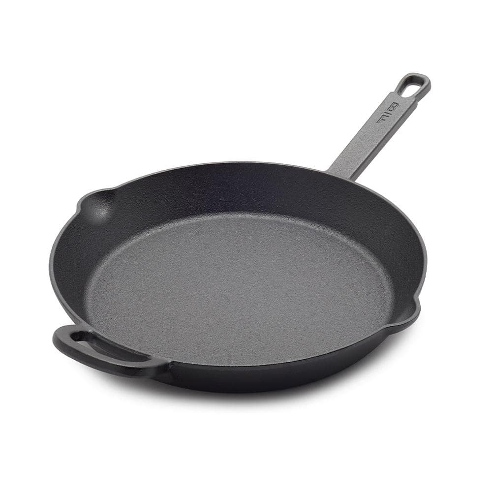 Black 12" Cast Iron Skillet with Helper Handle