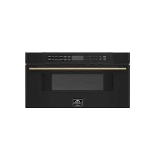 Capoliveri 30 in. 1.2 cu. Ft. 1000 W Microwave Drawer in Black, Antique Brass Handle