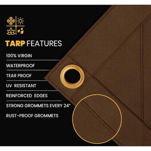 PROTARP Heavy Duty 5 ft. x 7 ft. Brown 14 oz. Water Resistant