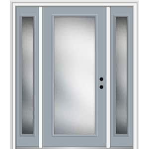 64.5 in. x 81.75 in. Micro Granite Left-Hand Inswing Full Lite Decorative Painted Fiberglass Smooth Prehung Front Door