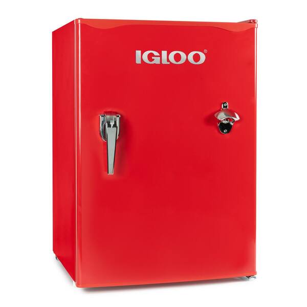 IGLOO 2.6 cu. ft. Classic Mini Fridge Freezer with Chrome Handle and Bottle Opener, Red