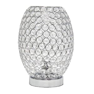 11 in. Glamorous Round Crystal Uplight Vase Table Lamp, for Living Room, Entryway, Hallway, Home Decor, Bedroom, Chrome