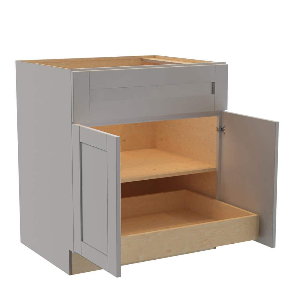 Washington Veiled Gray Plywood Shaker Assembled Base Kitchen Cabinet FH 1 ROT Sft Cls 30 in W x 24 in D x 34.5 in H price history on PriceWatchPro