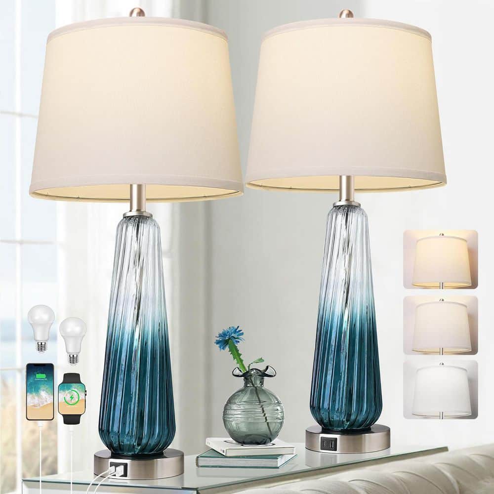 27.5 in. Table Lamps (Set of 2) with Touch Control, 3-Way Dimmable Modern G